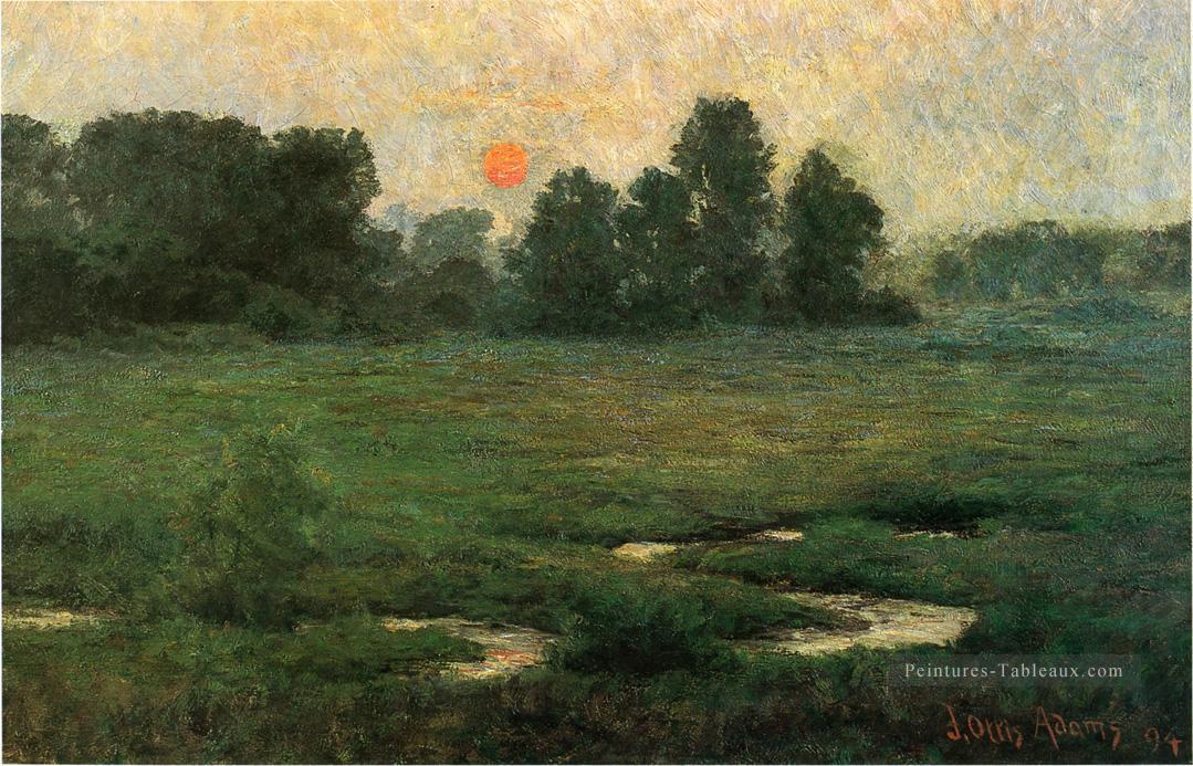 Un Prarie du coucher de soleil d’août John Ottis Adams Paysage Peintures à l'huile